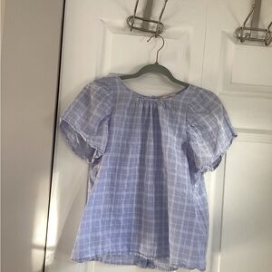 LOFT Blue Plaid Top
